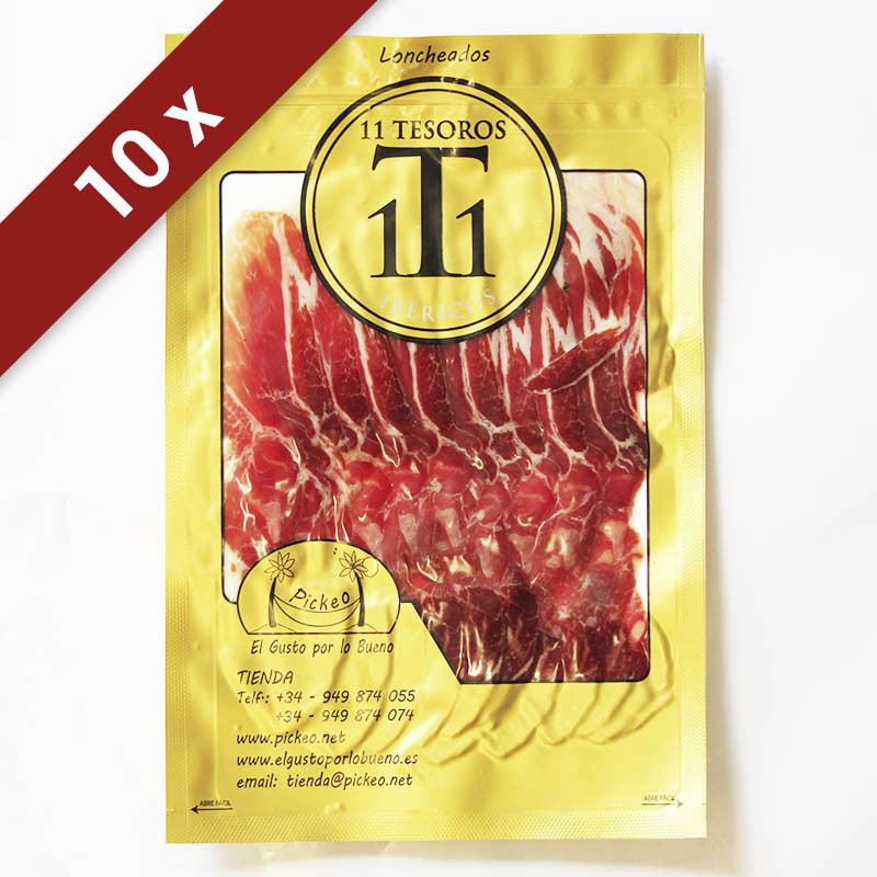 Paleta Ibérica Cebo Campo 50% Raza Ibérica Loncheado - 11 TESOROS IBÉRICOS (Pack 10x100 gr)